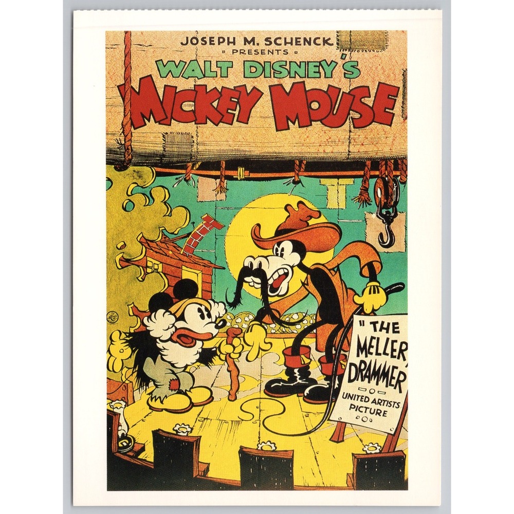 Vintage Walt Disney Mickey Mouse Postcard The Meller Drammer 1933 Oversized Art